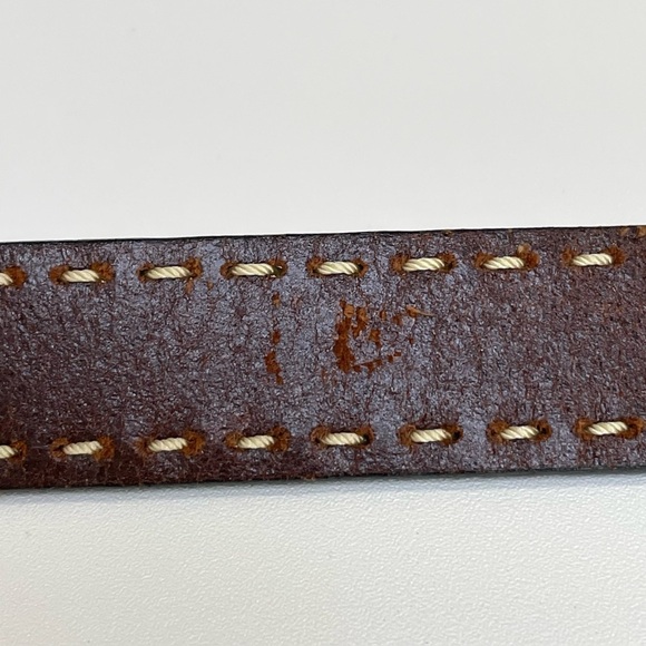 Brown Leather Stitched Belt Medium Classic Unisex Medium - Picture 6 of 7